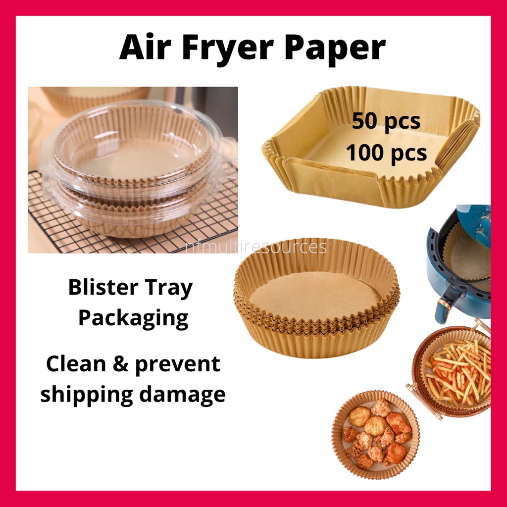 50pcs Air Fryer Disposable Paper Liner Non-Stick Air Fryer Parchment Paper  Liners Baking Paper Filters For AirFryer Micro-wave
