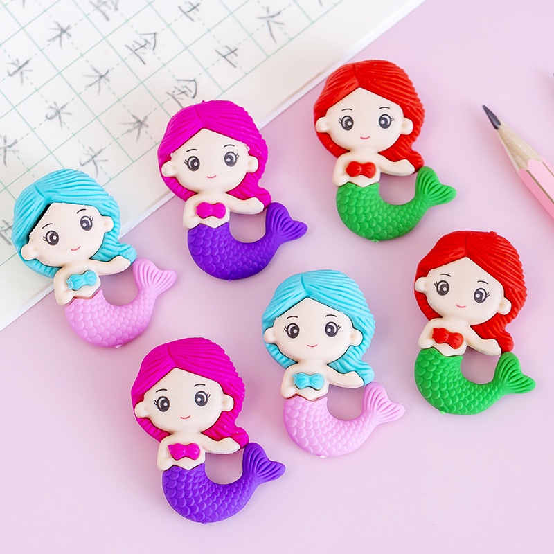 School Cute Mermaid Erasers Dusters Under The Sea Birthday Theme ...