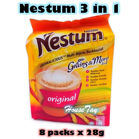 NESTLE Nestum Breakfast Cereal Drink 3in1 ORIGINAL (28g x 15 Sachet) - Pack  of 4
