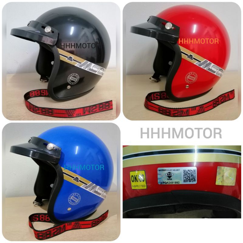 100% ORIGINAL MS 88 HELMET (NO CAP ) (TALI TULISAN MERAH)#TOPI MS88 ...