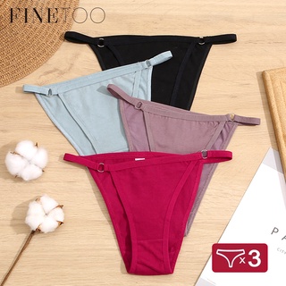 FINETOO 3Pcs/set Sexy Low-rise Thongs Women Bikini Panties T-back