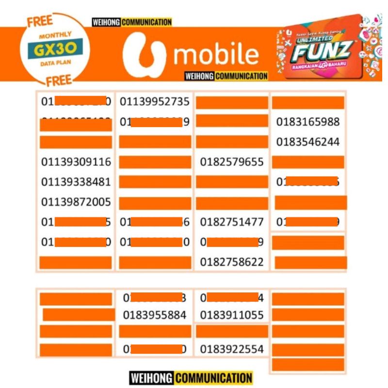 UMobile VIP Number🧡Simcard with RM30 credit inside (self-subscribe GX30 ...