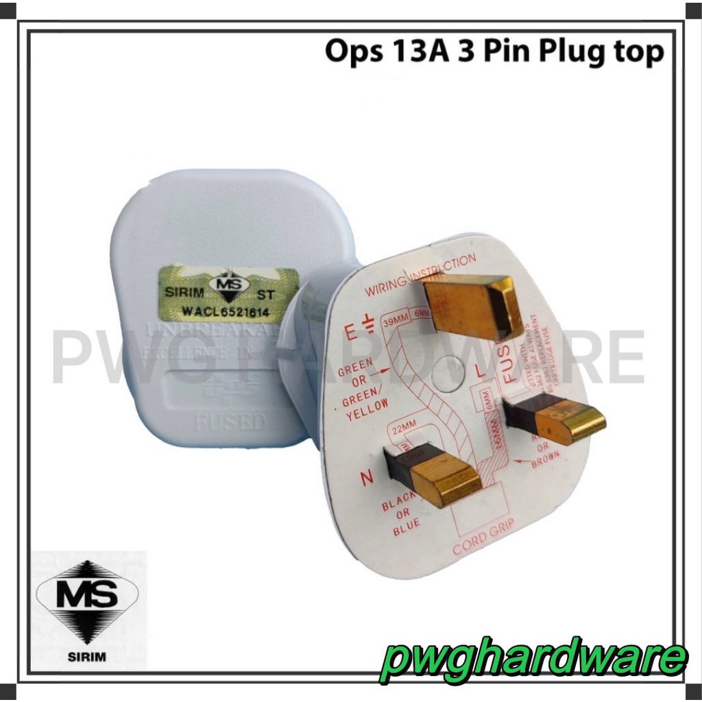 OPS 13A Plug Top Sirim / 13A 3 Pin Fuse Plug Top / 电插头 | Shopee Malaysia