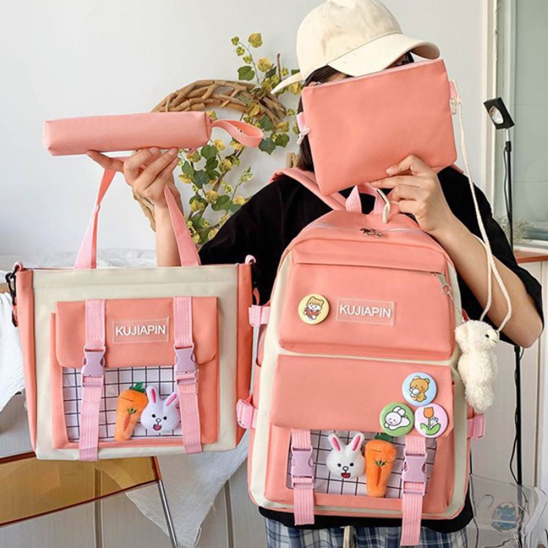 4IN1 STUDENT SCHOOL BACKPACK TOTE SLING BAG PENCIL CASE SET Shopee Malaysia