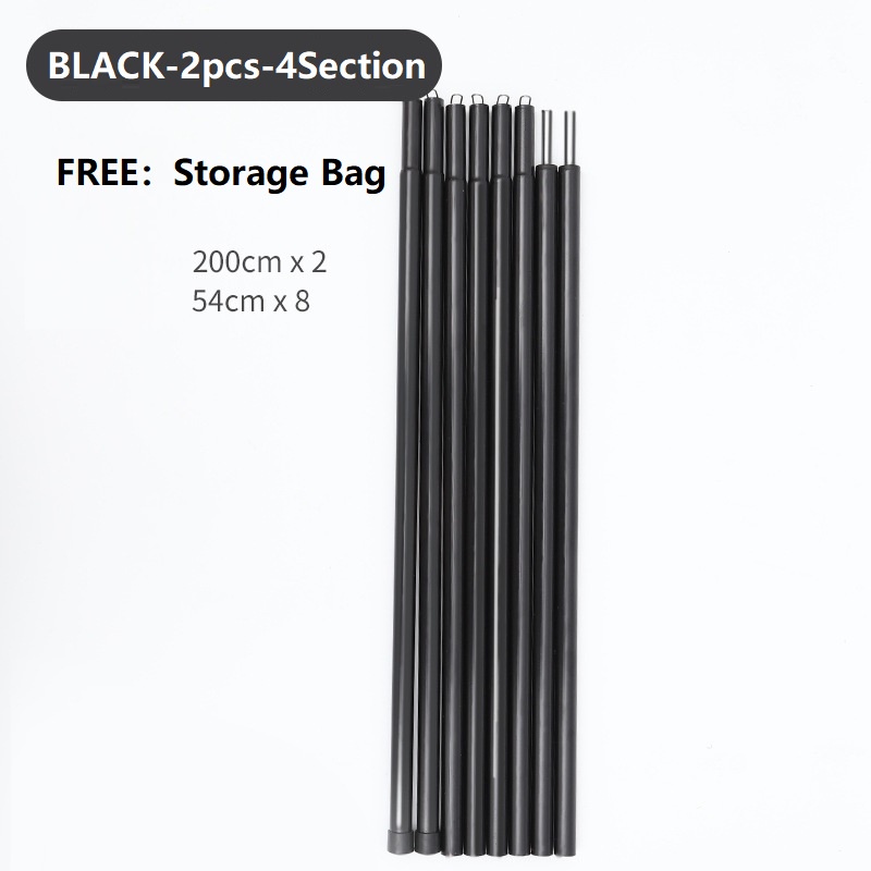 Universal Tarp Support Poles 200cm Canopy Awning Tent Rod 4-Section ...