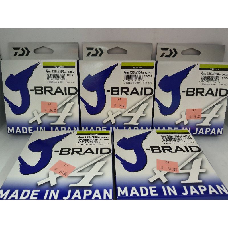 💯 ORIGINAL DAIWA J-BRAID X4 135M(4LB)(YELLOW)