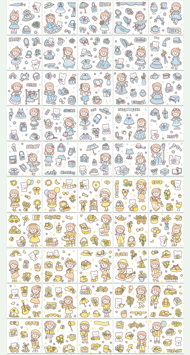 100 Pcs Cute Sticker waterproof PET Stickers Stiker set Cute pattern ...
