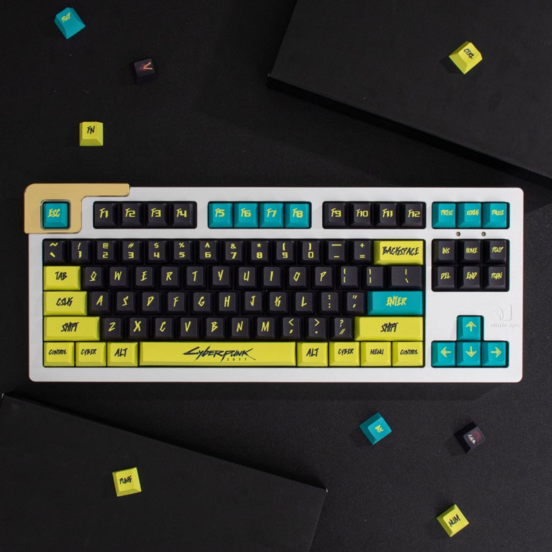 129 Key Cyberpunk 2077 Keycaps PBT DYE-SUB Cherry Profile For ...