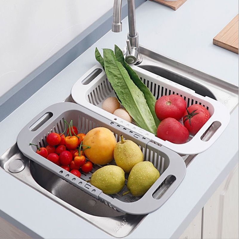 Portable Adjustable Sink Drain Basket strainer Washing Fruits