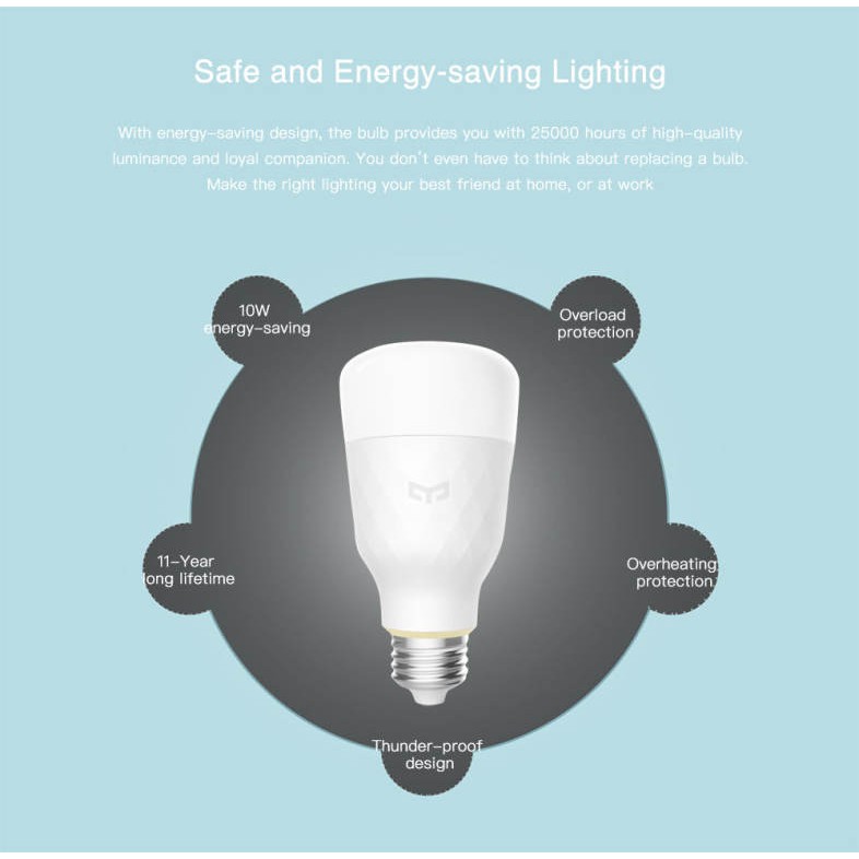 Yeelight Smart LED Bulb Adjustable Color Temperature for Living Room Bedroom Shopee Malaysia