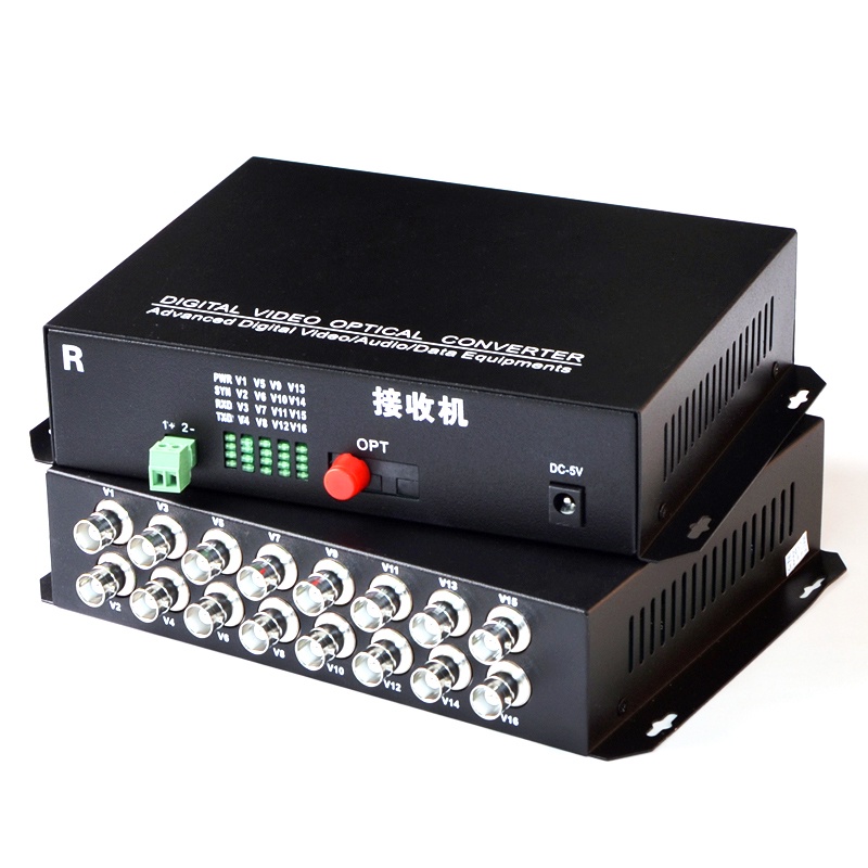 1 Pair 16 Channel Analog Video Optical Fiber Converter 16V1D Fiber ...