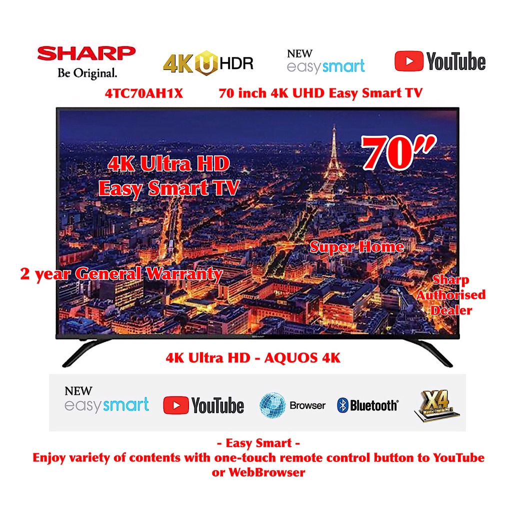 Sharp Smart TV AQUOS 70 inches Ultra HD 4K Smart LED TV 4TC70AH1X Sharp