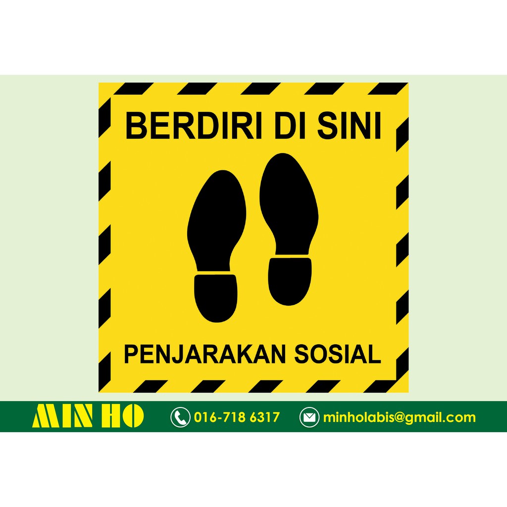 SOP Social Distance Sticker - UV Printing (Custom Design) | Shopee Malaysia