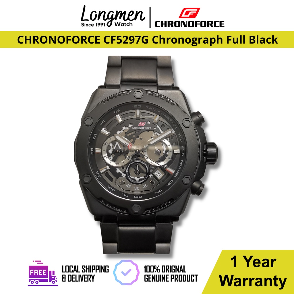 Klang Longmen Chronoforce CF5297G Chronograph Full Black Men s Watch