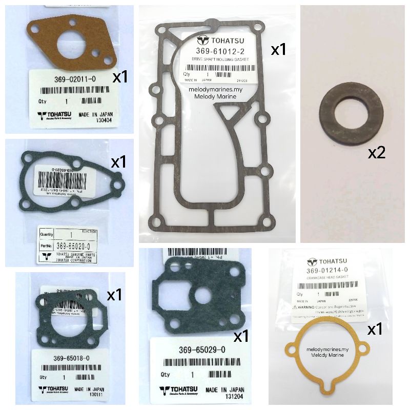 1 Set Gasket Original Tohatsu/Mercury Japan 5hp 2stroke Shopee Malaysia