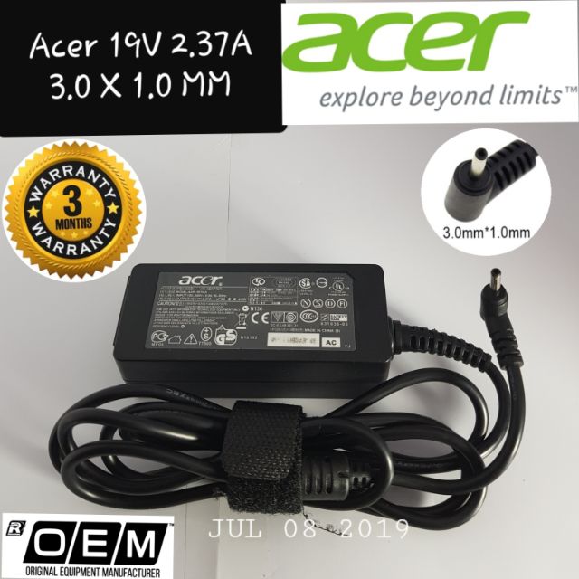 Acer Laptop Charger Adapter OEM 19V 2.37A Tip Size 3.0 1.0 MM