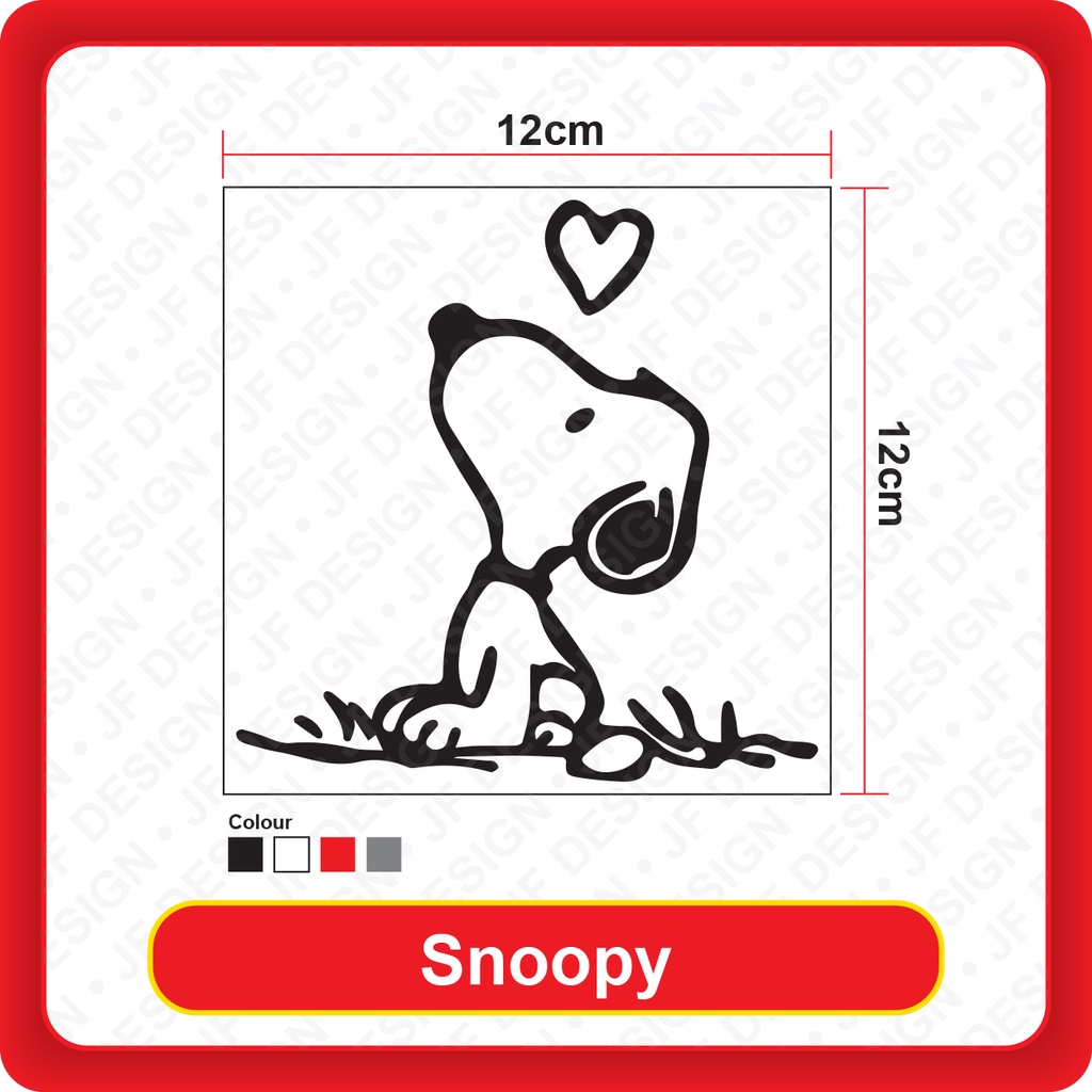[178]Quality Car Sticker Snoopy [12cm x 12cm][Sticker Cutting][Black ...