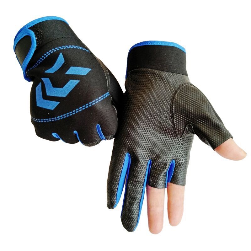 Daiwa 2024 New Men Open Three Finger Fishing Gloves Outdoor Anti Slip  Fishing Protection Anti Stab Cutting Waterproof Windproof Gloves