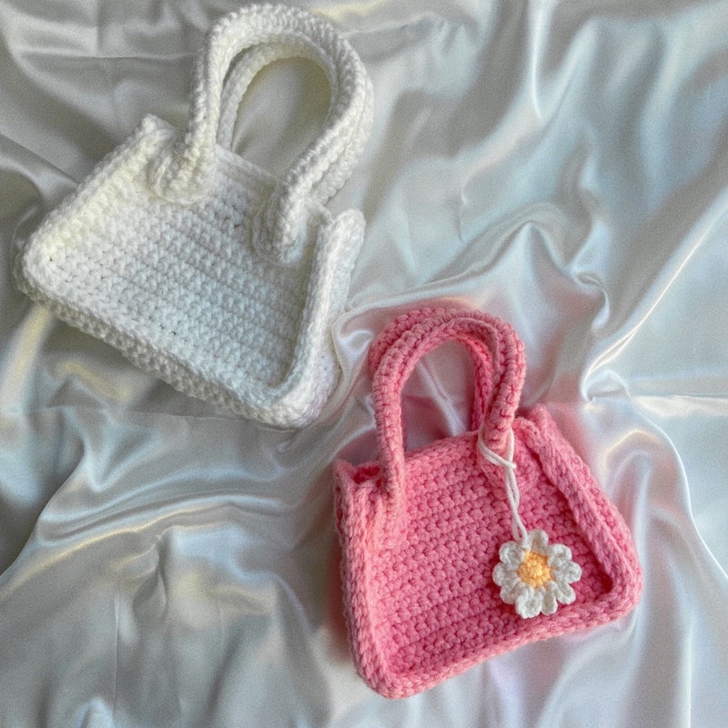 Crochet Mini Handbag with magnetic button Shopee Malaysia