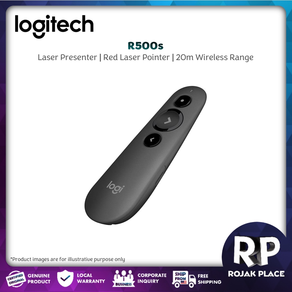 Logitech R500s Wireless Presentation Remote Laser Pointer with Red