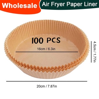 US Stock Air Fryer Disposable Paper Liner, 100 Pcs Baking Parchment Paper  Sheets, Round Non-stick Air Fryer Liners 