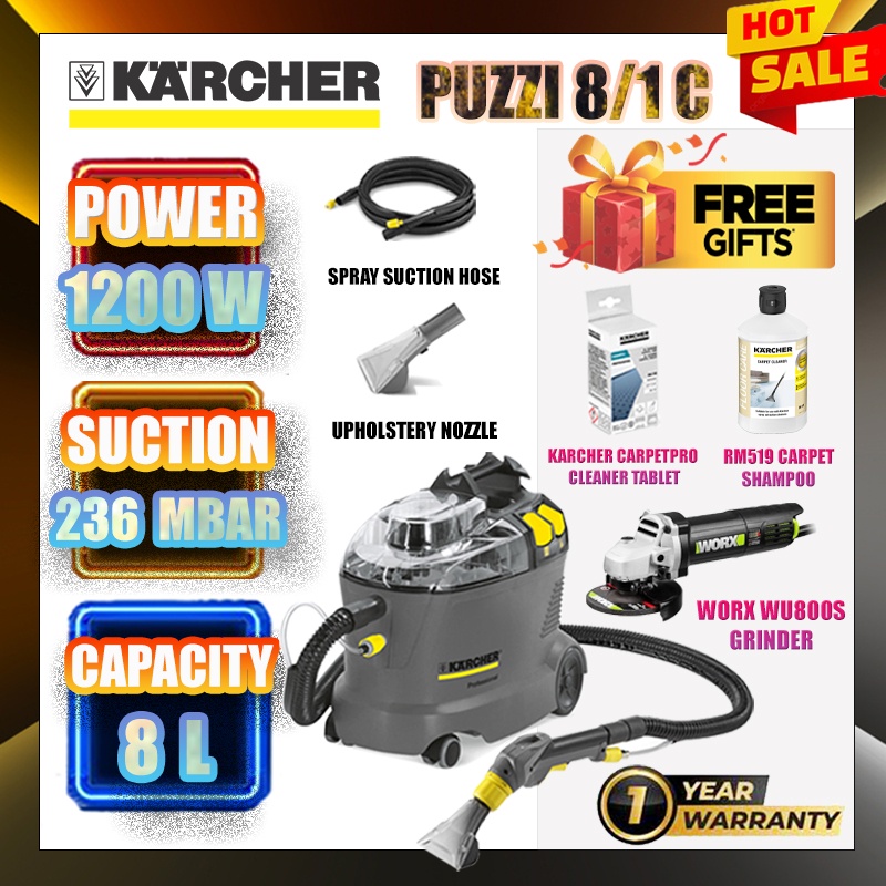 KARCHER 240V Puzzi 8/1 Compact Spray Extraction Cleaner 1.100-225.0