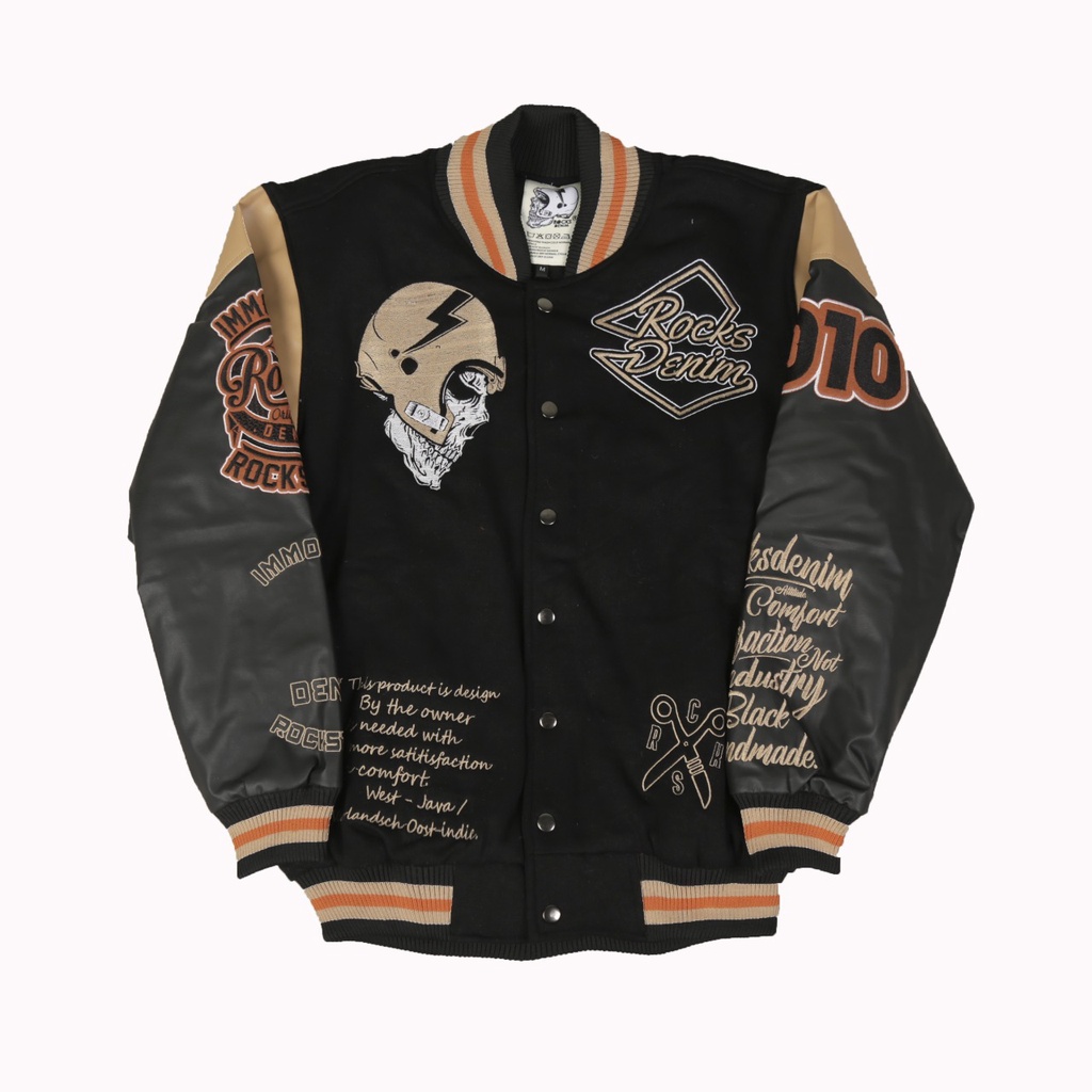 Rocksdenim - Varsity Helmet Skull - Varsity Jacket | Shopee Malaysia