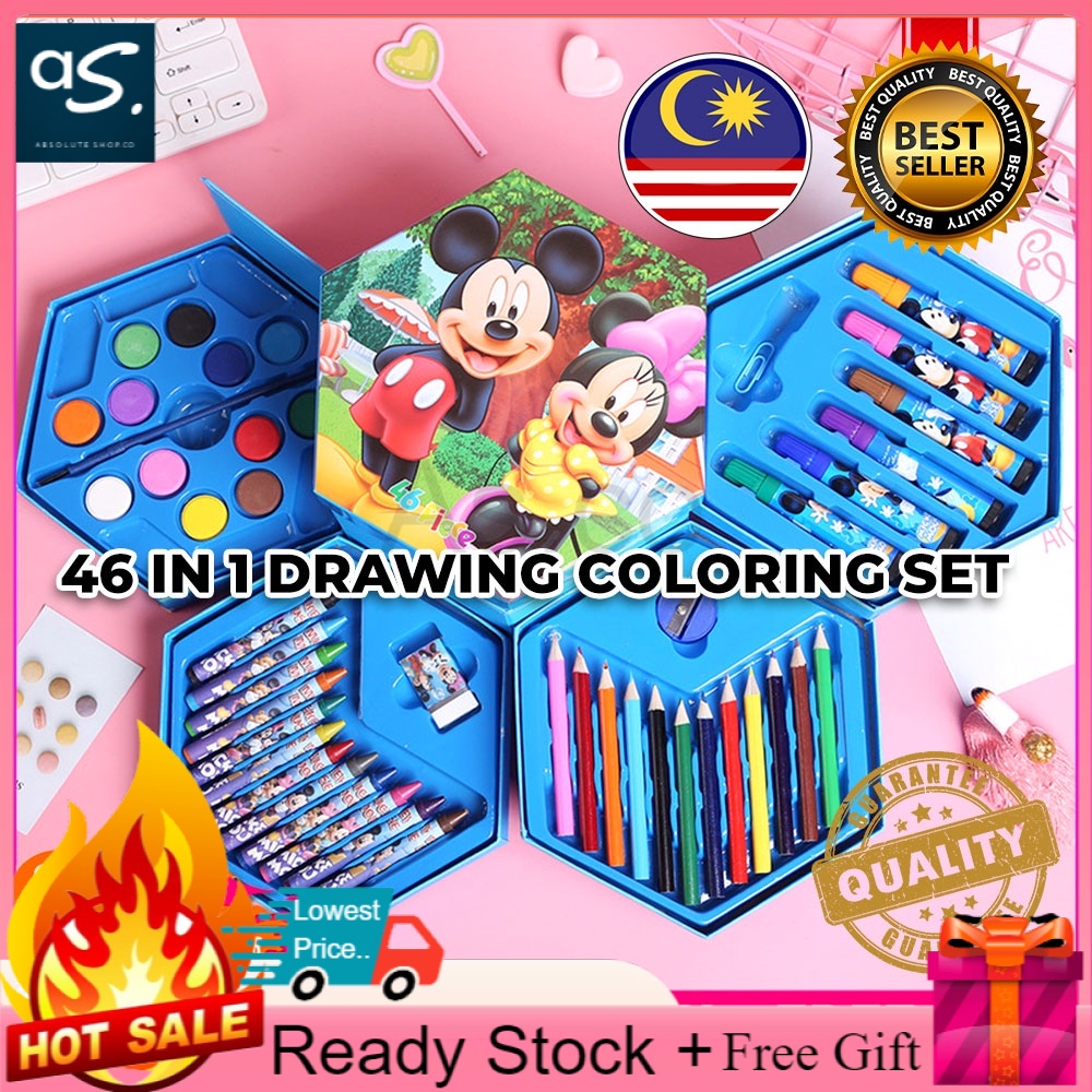 46 in1 Set Colouring Kids Ready Stock Drawing Set For Kids Pencil Warna ...