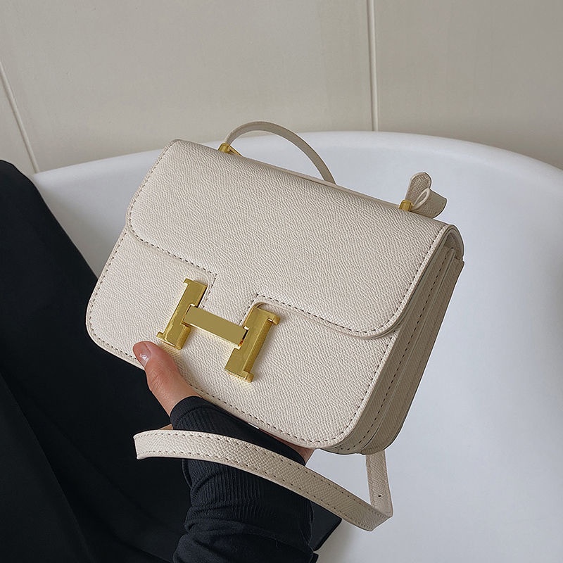 2023 fashion allmatch h buckle small square bag women bag Korean version texture ins super hot