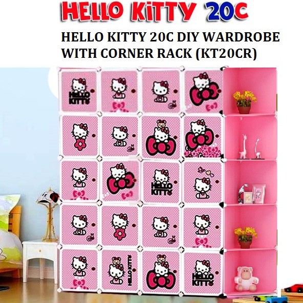 HELLO KITTY 20C DIY Rack Storage Cabinet Wardrobe Corner Rack With ...