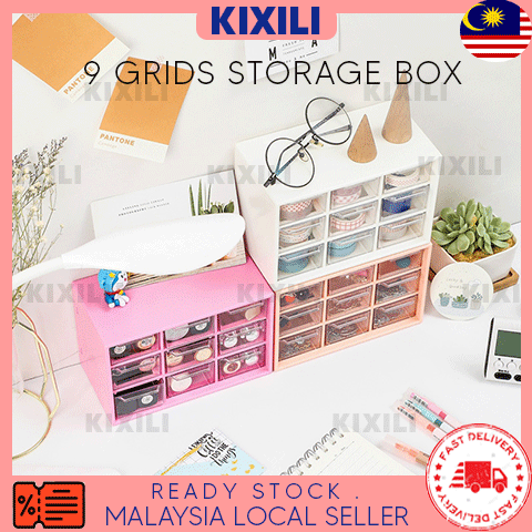 9 Grids Desktop Storage Box Jewelry Drawer Pearl Beads Storage