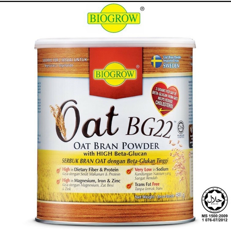 (Sales) Biogrow Oat BG22 480g or Vital Oat Bran Powder (500g) With High