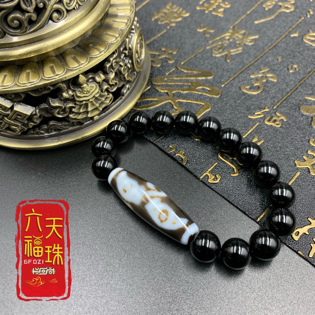 六福天珠6F Dzi 】如意佛新天珠（单颗新天珠/黑玛瑙手串） | Shopee Malaysia