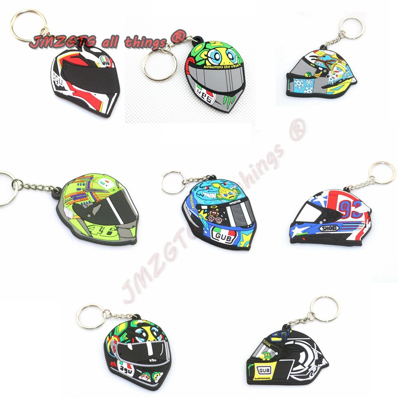 Motorcycle Helmet Model Keychain Keyring Key Chain Rubber Key Ring for ...