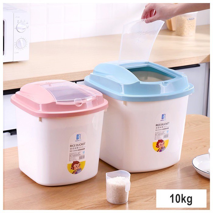 Airtight Rice dispenser rice storage container with wheels 10KG Kotak  Simpanan Beras