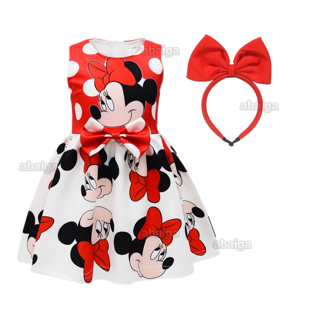 New Red Minnie Mouse Dress for Baby Girl Summer Sleeveless Bow Mickey ...