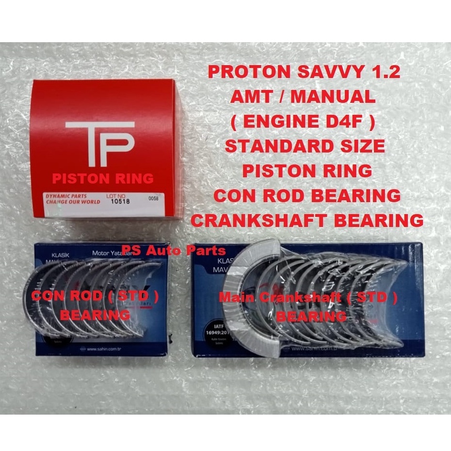 Proton Savvy Con rod Bearing + Crankshaft Bearing + Piston Ring ...