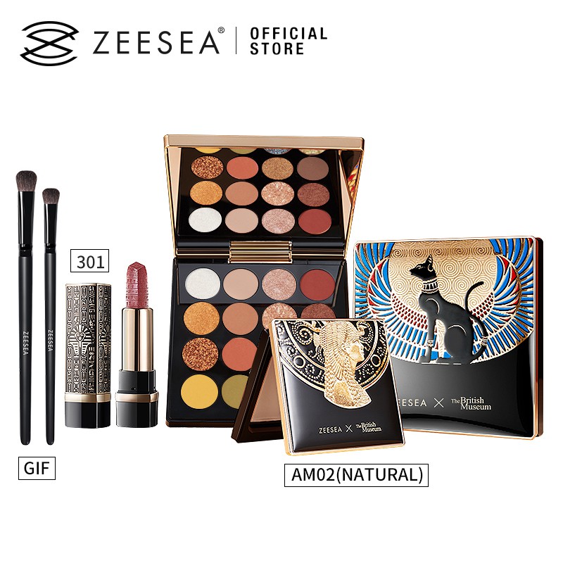 ZEESEA British Museum Eyeshadow, Powder and Lipstick Set | Shopee