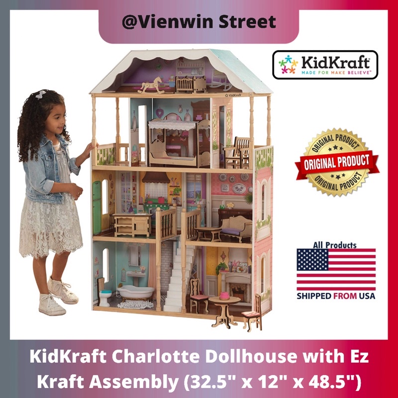 KidKraft Charlotte Dollhouse with Ez Kraft Assembly Shopee Malaysia