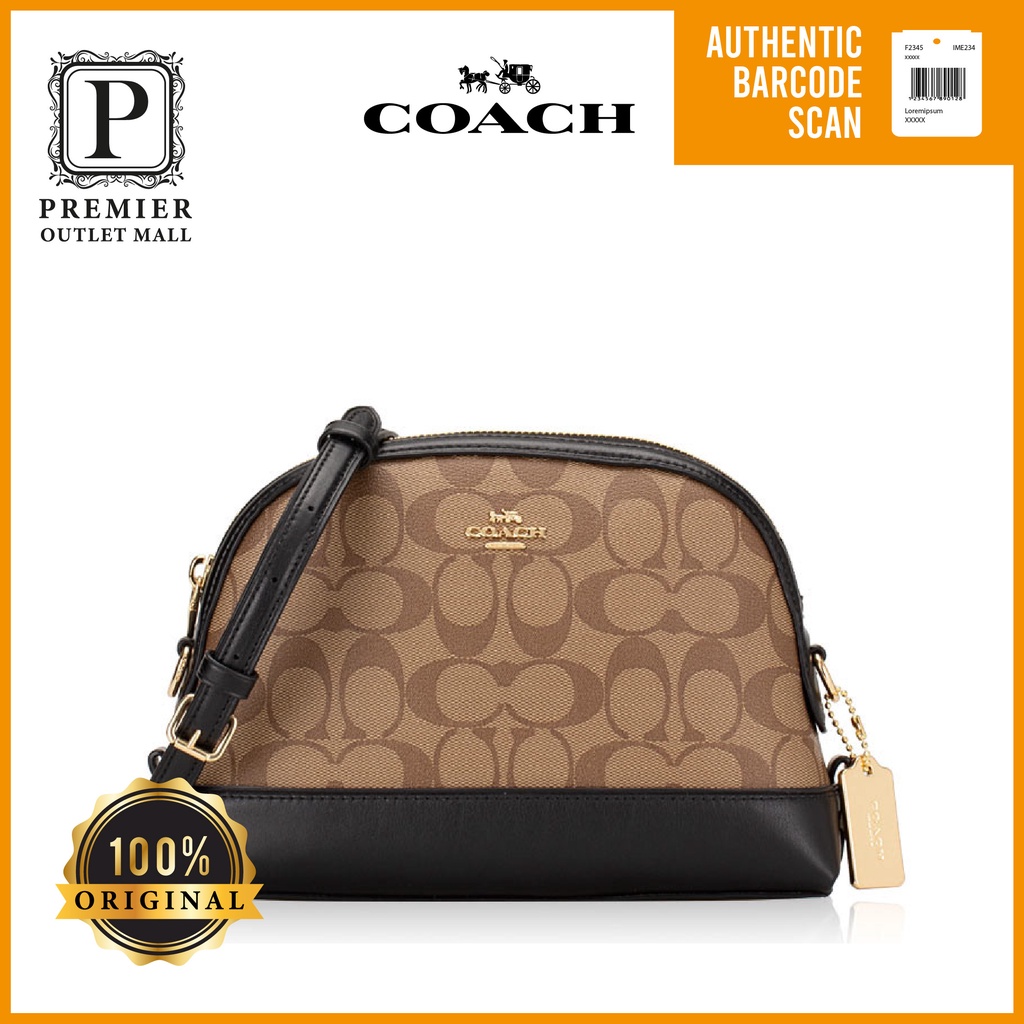 NWT Authentic Coach 76674 Signature Mini Dome Crossbody Khaki Black