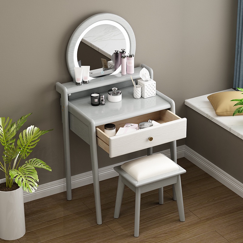 Nordic Dressing Table Makeup Mirror Bedroom Small Apartment Simple Solid Wood Dresser