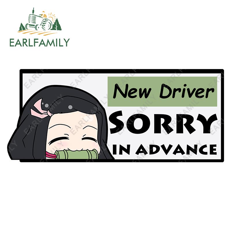 EARLFAMILY 13cm for Demon Slayer Nezuko Car Stickers New Driver Warning ...