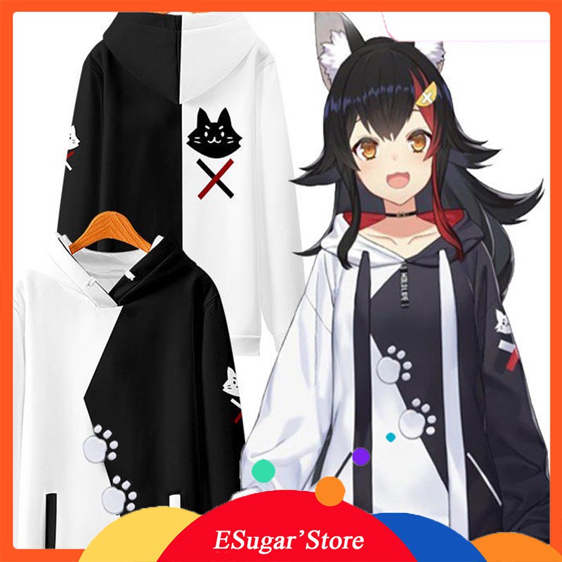 【ready stock】 Hololive VTuber Ookami Mio Hoodie Long Sleeve Pullover ...