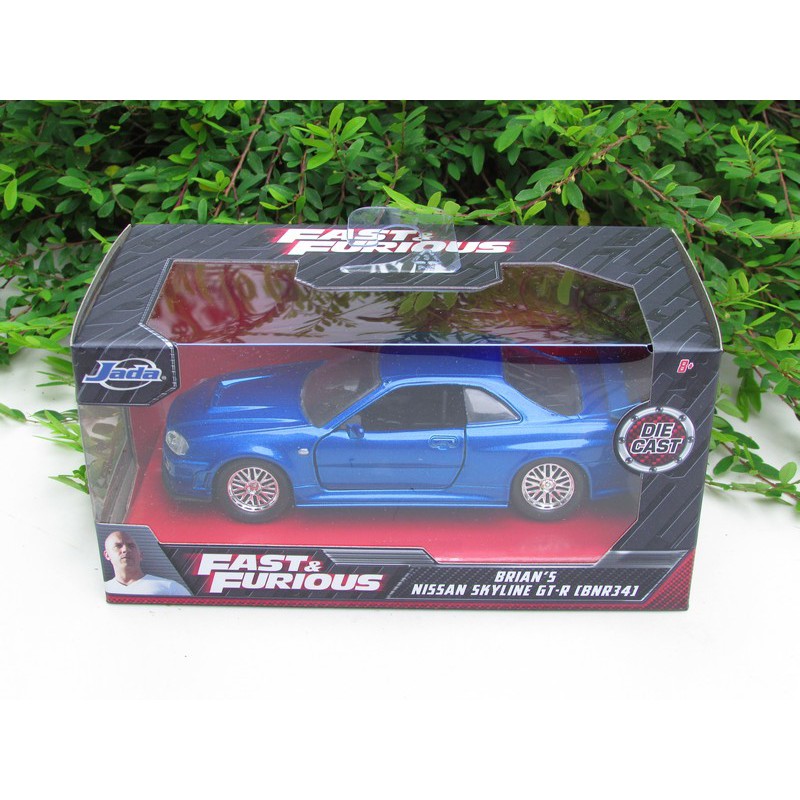 Brian's Nissan Skyline GT-R R34 Blue Fast & Furious Movie 1/32 Diecast Car  Model by Jada