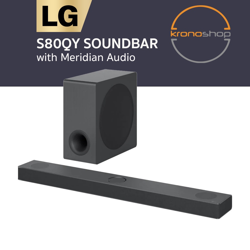 LG S80QY 480W 3.1.3ch Hi-Res Dolby Atmos Sound Bar with Meridian ...