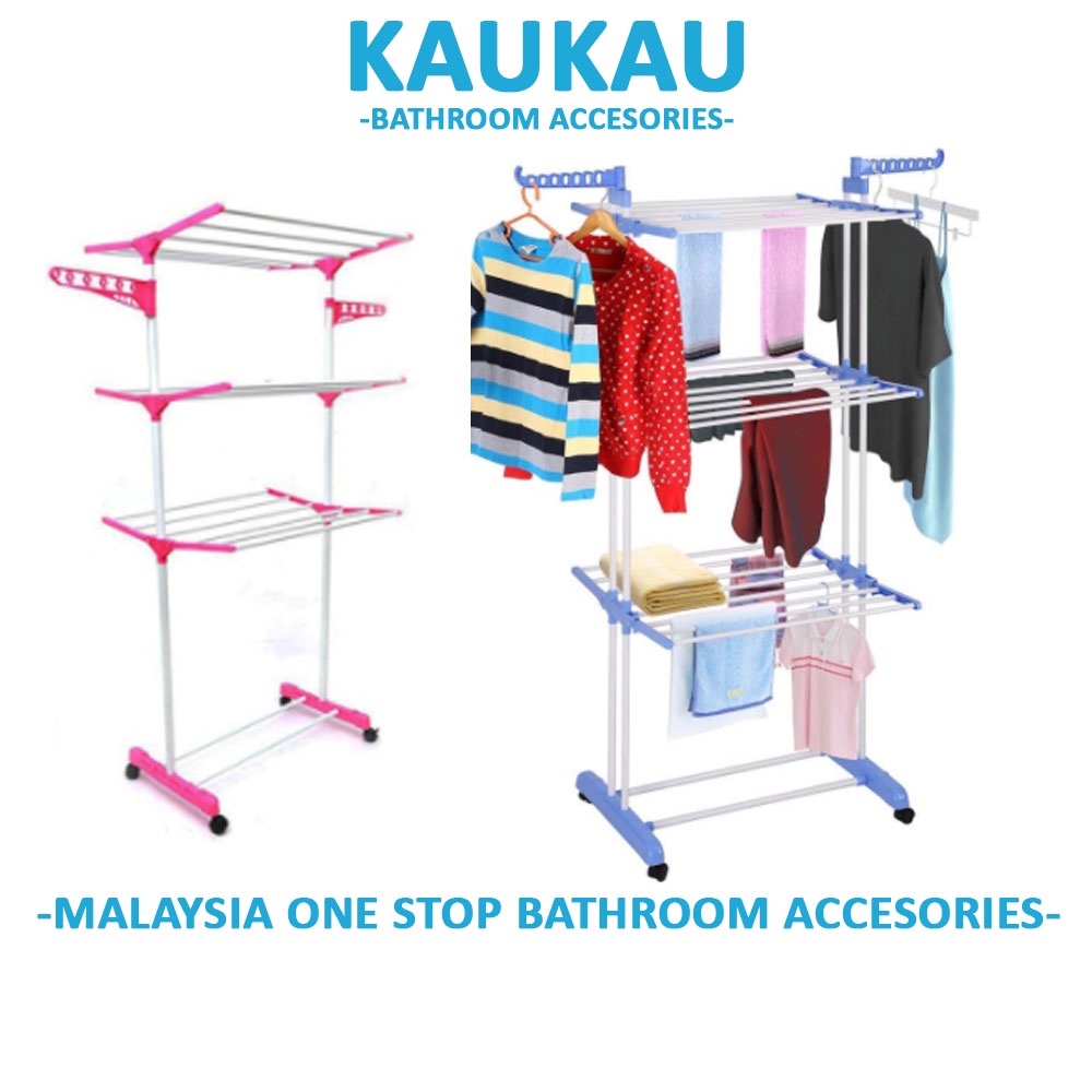 KAUKAU 3 Tier Foldable Clothes / Towel Drying Racks Clotheslines ...