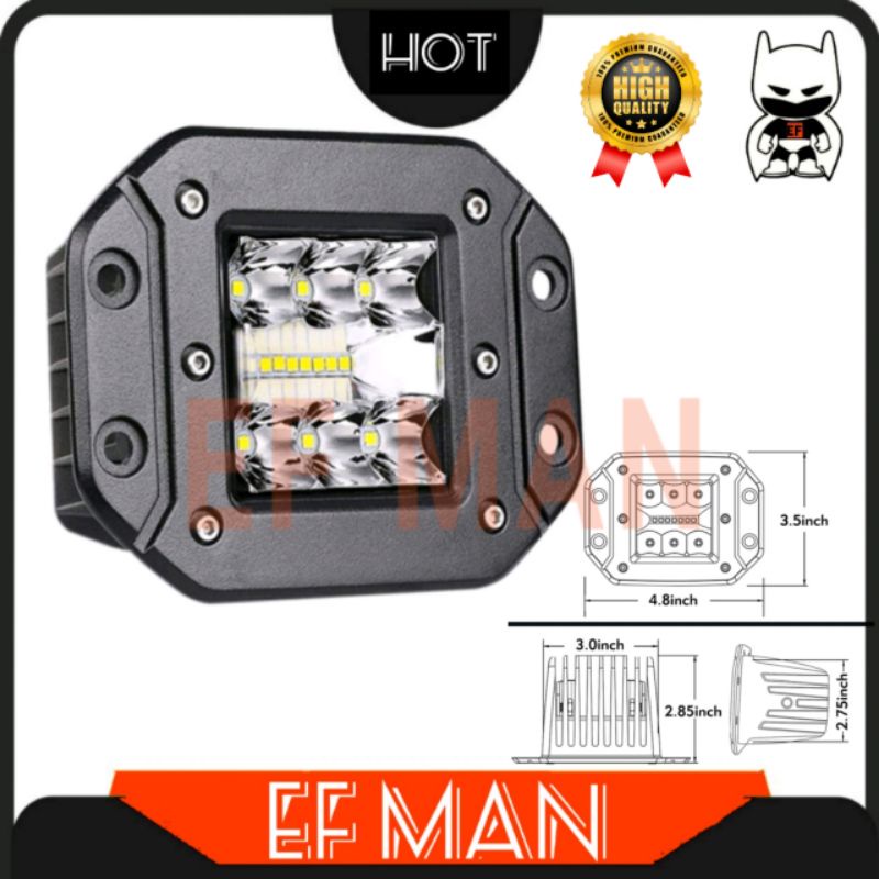 4X4 BAR LED LIGHT LAMP SQUARE 6000K 12-30V WATERPROOF BULL BAR ROLL BAR ...