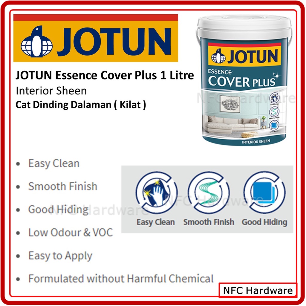 Jotun Essence Cover Plus 1 Litre Interior Sheen Cat Kilat Dinding Dalaman Shopee Malaysia 6003