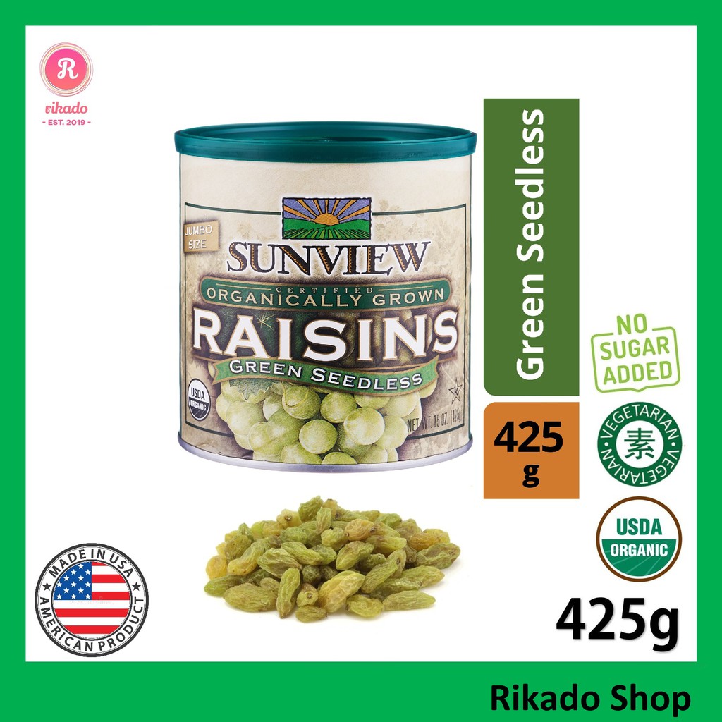 Sunview Organic Seedless Raisin Tin (Mix / Red / Black / Green) 425g ...