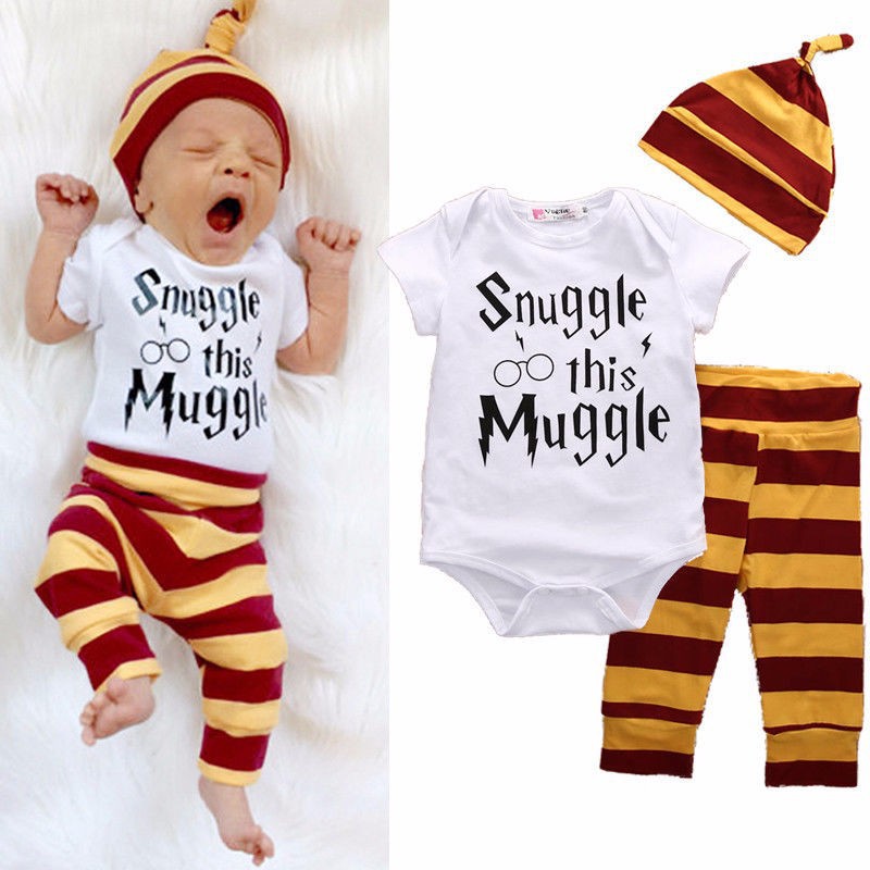 Harry Potter Infant Baby Boys Girls 3PCS Romper Pants Leggings Hat Outfits Clothes Age 0 18M Shopee Malaysia